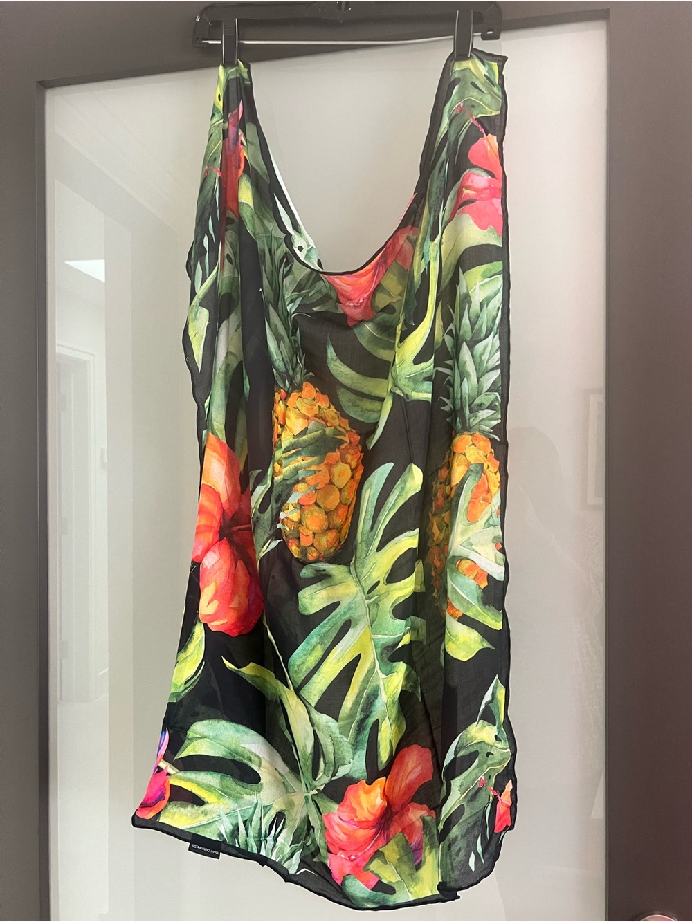 Tropical Pineapple & Hibiscus Print Scarf